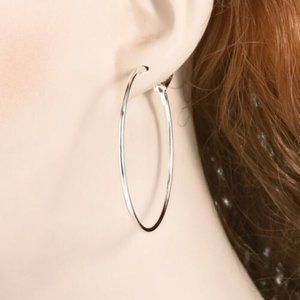 Earrings ~ Classic ~ Silver ~ 2"  ~ Hoop ~ Dangle